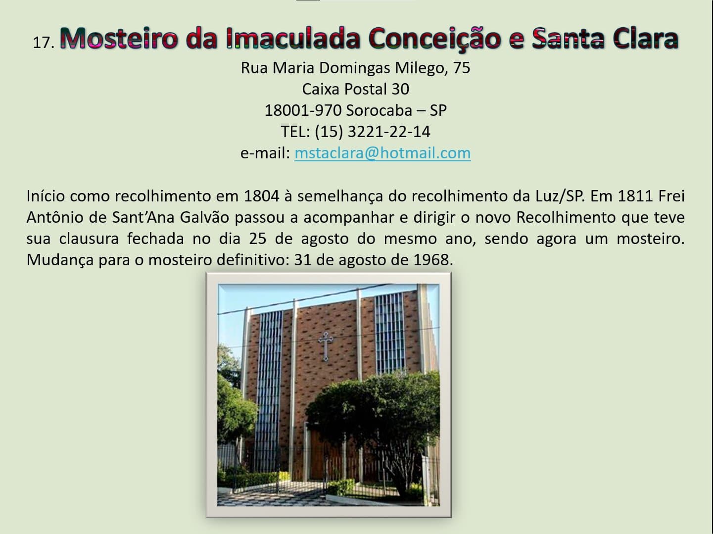 Mosteiro Concepcionista no Brasil 14